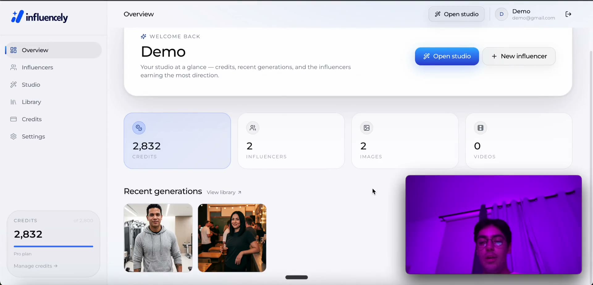 Influencely AI creators showreel